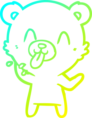 Bir insan tarafından çizilmiş dilden çıkmış kaba bir kutup ayısının soğuk çizgi çizimi.