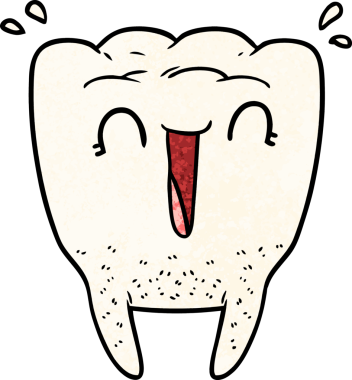 Bir insan tarafından çizilmiş mutlu bir diş.
