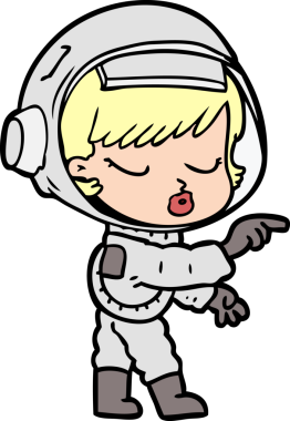 Bir insan tarafından çizilmiş güzel astronot kız.