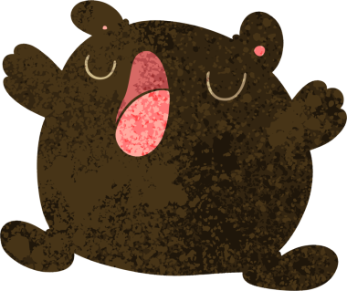 Bir insan tarafından çizilmiş garip çizim tarzı şarkı söyleyen ayı.