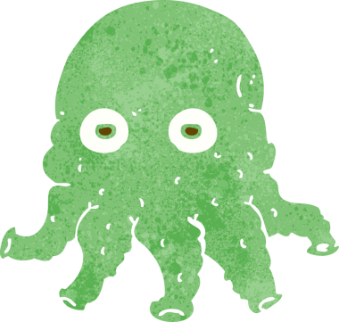 Bir insan tarafından çizilmiş uzaylı mürekkep balığı yüzü.