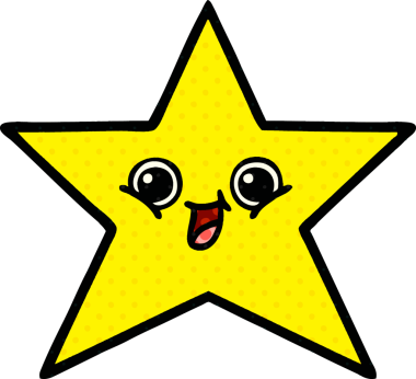 Bir insan tarafından çizilmiş bir altın yıldızın çizgi filmi.