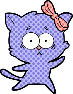 Bir insan tarafından çizilmiş çizgi film kedisi.