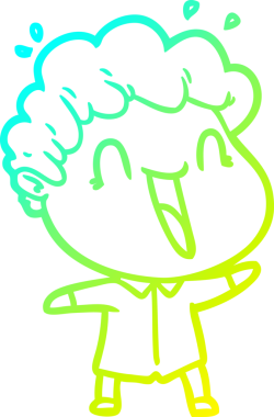 Bir insan tarafından çizilmiş mutlu bir adamın soğuk çizgi çizimi.