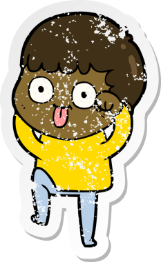 Bir insan tarafından çizilmiş karikatür adamın sıkıntılı çıkartması.