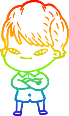 gökkuşağı gradyan çizimi bir insan tarafından çizilmiş mutlu bir kadın çizgi