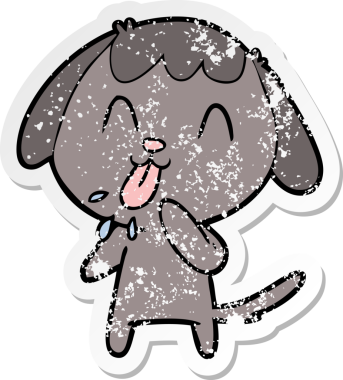 Bir insan tarafından çizilmiş şirin bir köpeğin sıkıntılı çıkartması.