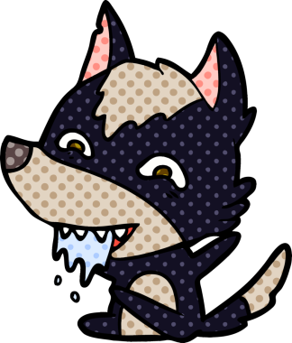 Bir insan tarafından çizilmiş aç kurt çizgi filmi.