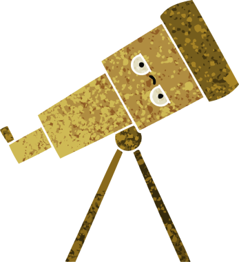 Bir insan tarafından çizilmiş bir teleskobun retro çizim tarzı karikatürü