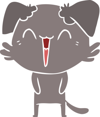 Mutlu küçük köpek düz renkli çizgi film bir insan tarafından çizildi.