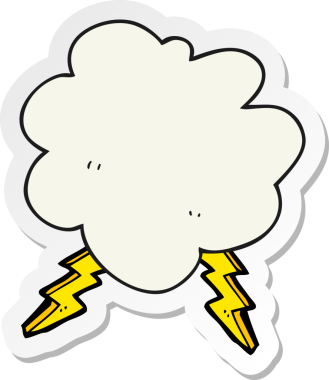 Bir insan tarafından çizilmiş bir karikatür fırtına bulutunun çıkartması.