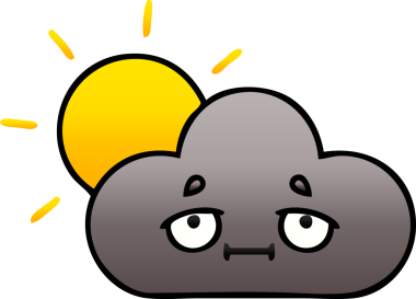 Bir fırtına bulutu ve bir insan tarafından çizilen güneşin gölgeli karikatürü