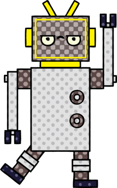 Bir insan tarafından çizilmiş rahatsız bir robotun çizgi romanı.