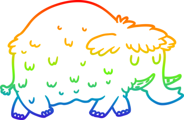 Bir insan tarafından çizilmiş tarih öncesi bir mamutun gökkuşağı gradyan çizimi