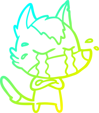 Bir insan tarafından çizilmiş ağlayan kurdun soğuk çizgi çizimi.