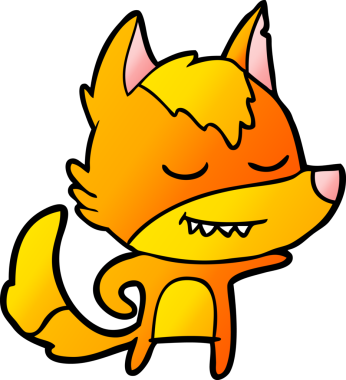 Bir insan tarafından çizilmiş tilki çizgi film karakteri