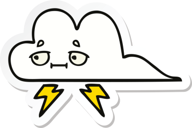 Bir insan tarafından çizilmiş şirin bir gökgürültüsü bulutunun çıkartması.