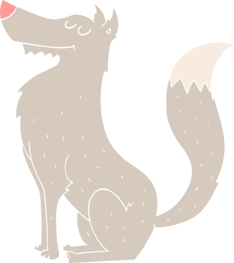 Bir insan tarafından çizilmiş kurdun düz renk çizimi