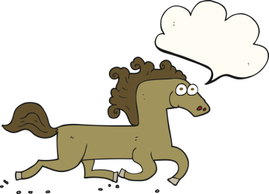 Bir insan tarafından çizilmiş serbest konuşma balonu koşu atı.