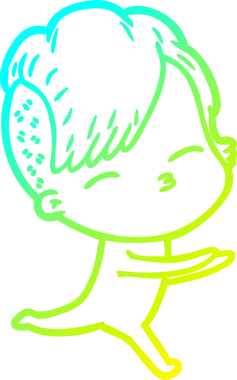 Soğuk gradyan çizgisi bir insan tarafından çizilmiş tulumlu bir kız çizimi.