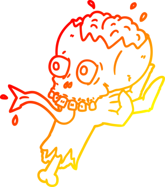 İnsan eliyle çizilmiş bir cadılar bayramı kafatası çizgi çizimi.