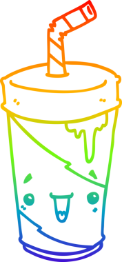 Gökkuşağı gradyan çizgisi bir insan tarafından çizilmiş tatlı bir karikatür soda.