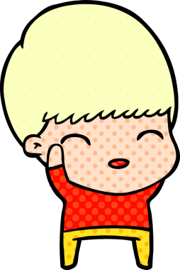 Bir insan tarafından çizilmiş mutlu çizgi film çocuğu.