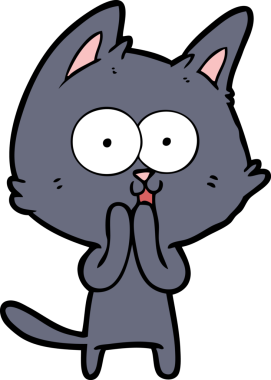 Bir insan tarafından çizilmiş komik çizgi film kedisi.