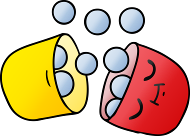 Bir insanın çizdiği gülümseyen hapın gradyan çizimi.