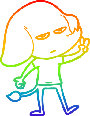 gökkuşağı gradyan çizimi bir insan tarafından çizilmiş bir karikatür fili