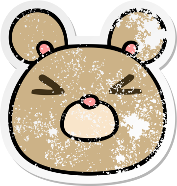 Bir insan tarafından çizilmiş garip bir el çizilmiş ayı suratının sıkıntılı çıkartması.