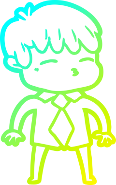 Bir çizgi film karakteri çizen soğuk gradyan bir insan tarafından çizilmiş meraklı çocuk.