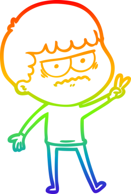 Gökkuşağı gradyan çizgi çizimi Bir insan tarafından çizilmiş rahatsız bir adam