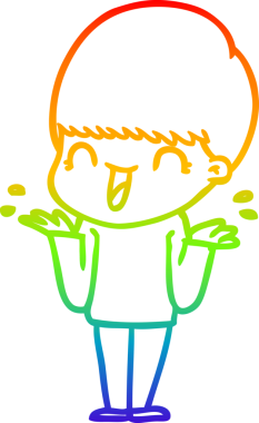 gökkuşağı gradyanı çizimi bir insan tarafından çizilmiş mutlu bir çizgi film çocuğu