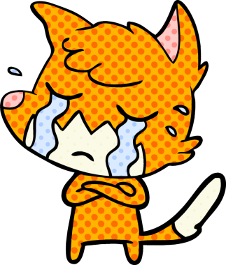 Bir insan tarafından çizilmiş ağlayan tilki çizgi filmi.