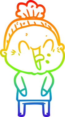 Gökkuşağı gradyan çizgi çizimi Bir insan tarafından çizilmiş mutlu yaşlı kadın