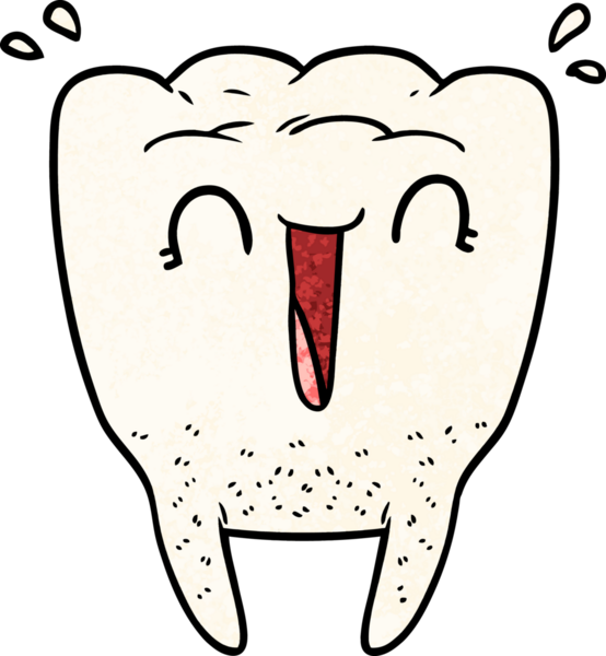 Bir insan tarafından çizilmiş mutlu bir diş.