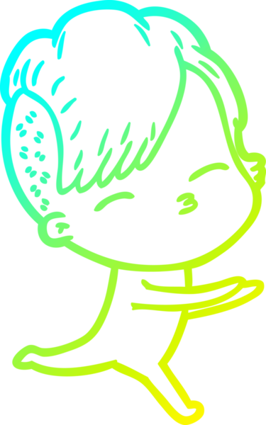 Soğuk gradyan çizgisi bir insan tarafından çizilmiş tulumlu bir kız çizimi.