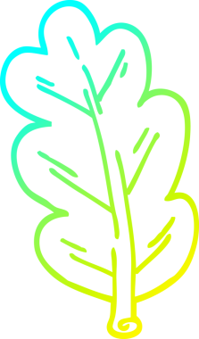 Bir insan tarafından çizilmiş bir çizgi film yaprağının soğuk gradyan çizimi