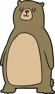 Bir insan tarafından çizilmiş çizgi film ayısı.