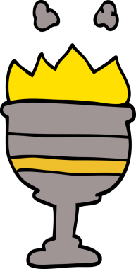 Bir insan tarafından çizilmiş alevli kadehler.