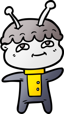 Bir insan tarafından çizilmiş dost canlısı çizgi film uzay adamı.