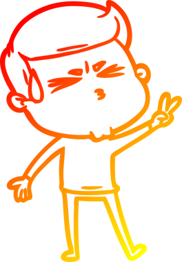 Bir insan tarafından çizilmiş terleyen bir çizgi film karakterinin sıcak çizgi çizimi.