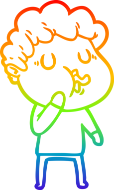 Gökkuşağı gradyan çizimi bir insan tarafından çizilmiş bir çizgi film karakteri.