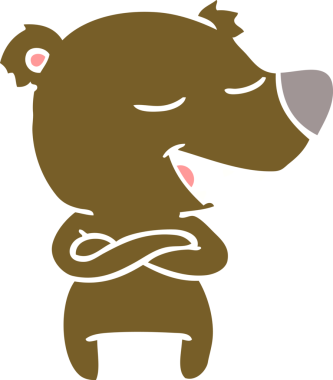 Bir insan tarafından çizilmiş düz renkli çizgi film ayısı