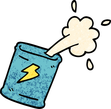 Bir insan tarafından çizilmiş grunge desenli karikatür soda kutusu.