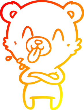 Bir insanın çizdiği dilden çıkan kaba bir kutup ayısının sıcak çizgi çizimi.