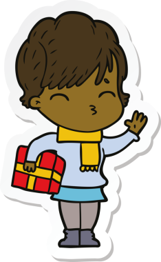 Bir insan tarafından çizilmiş bir karikatür kadının çıkartması.