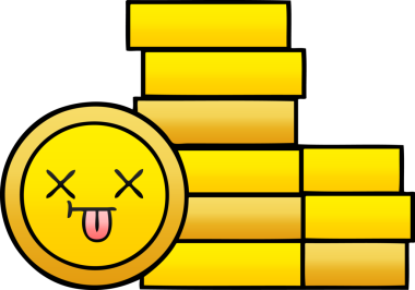 Bir insan tarafından çizilmiş bozuk paranın gölgelenmiş karikatürü