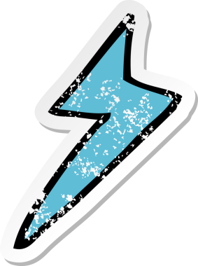 İnsan tarafından çizilmiş bir karikatür yıldırım sembolünün gerilmiş yapıştırması.